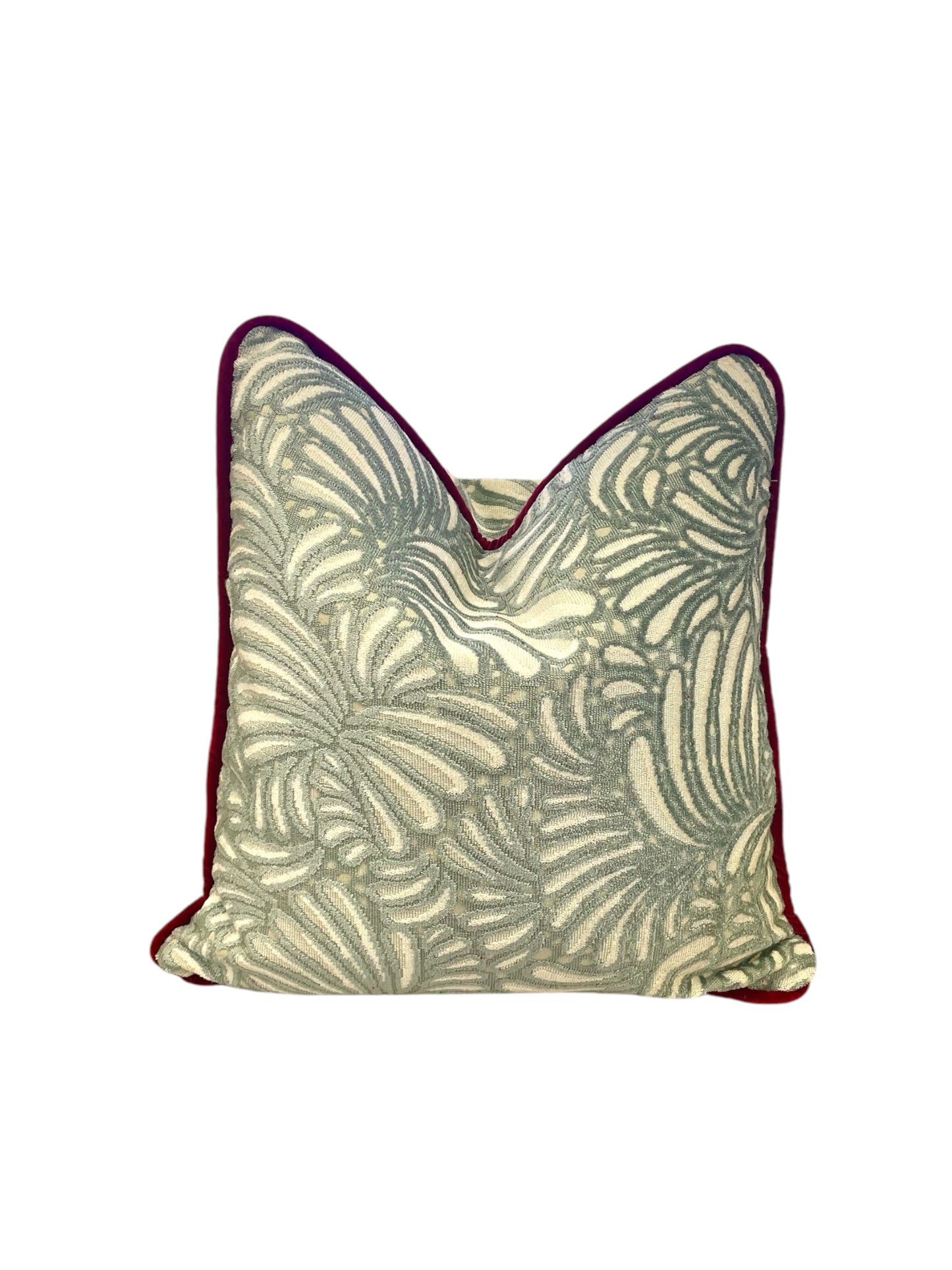 Blue Fanfare with Red Velvet Cording Throw Pillow