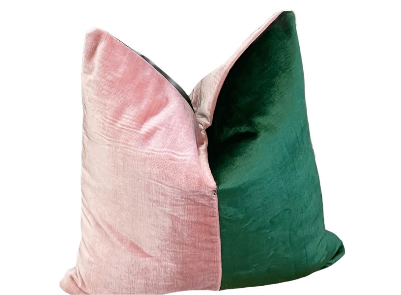 Two Tone Velvet Hot Pink & Emerald