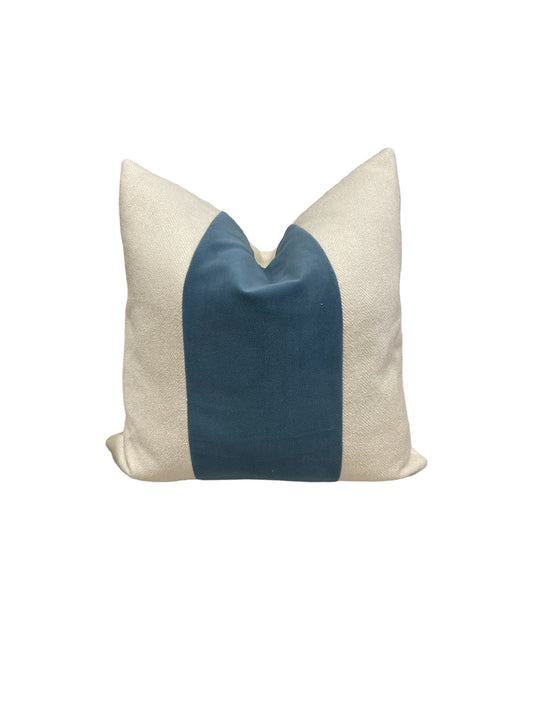 Cream and Blue Striped Throw Pillow