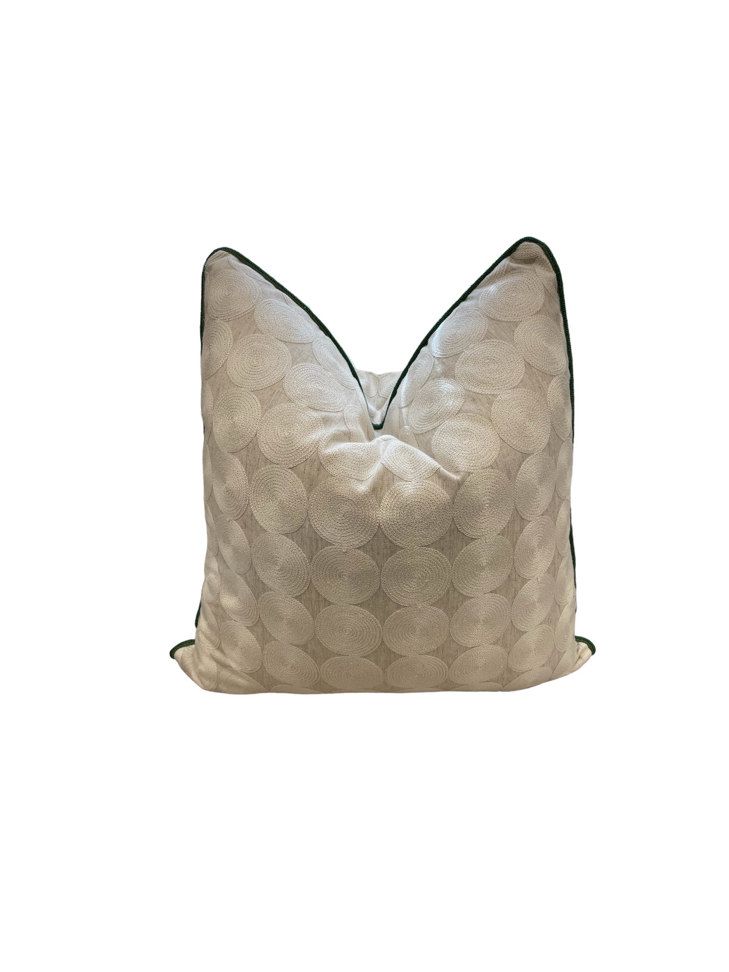 Cream Dot with Emerald Mini Cord Throw Pillows