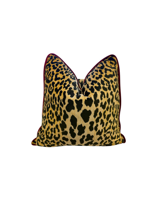 Cheetah Throw Pillow with Red Cording