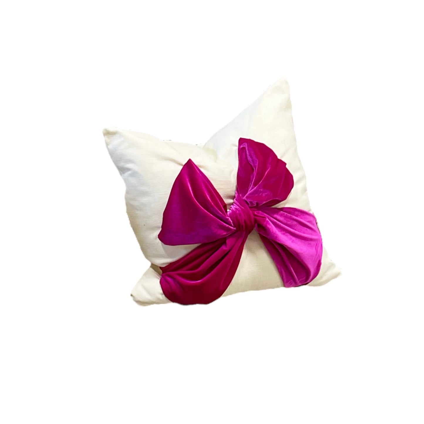 Pink Velvet Bow Throw Pillow