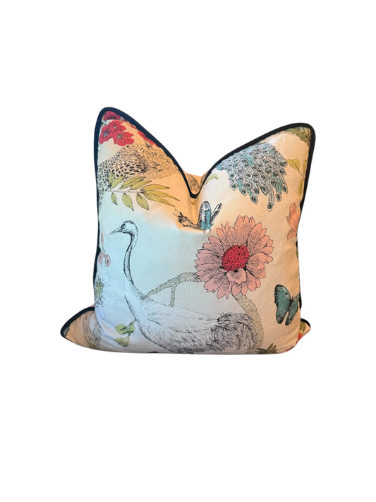 Floral Bird Throw Pillow