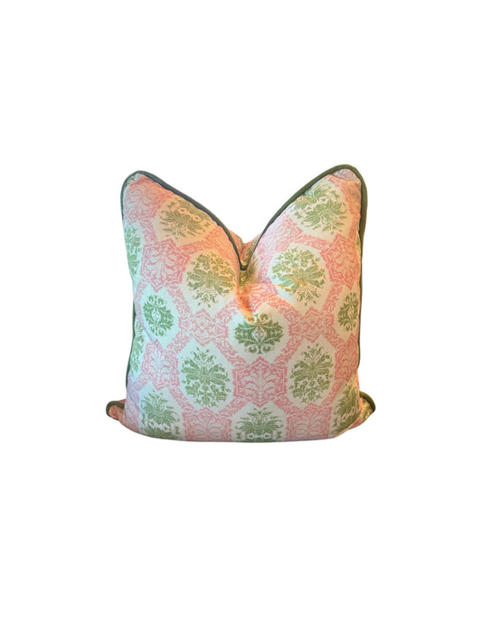 Pink/Green Floral Throw Pillow