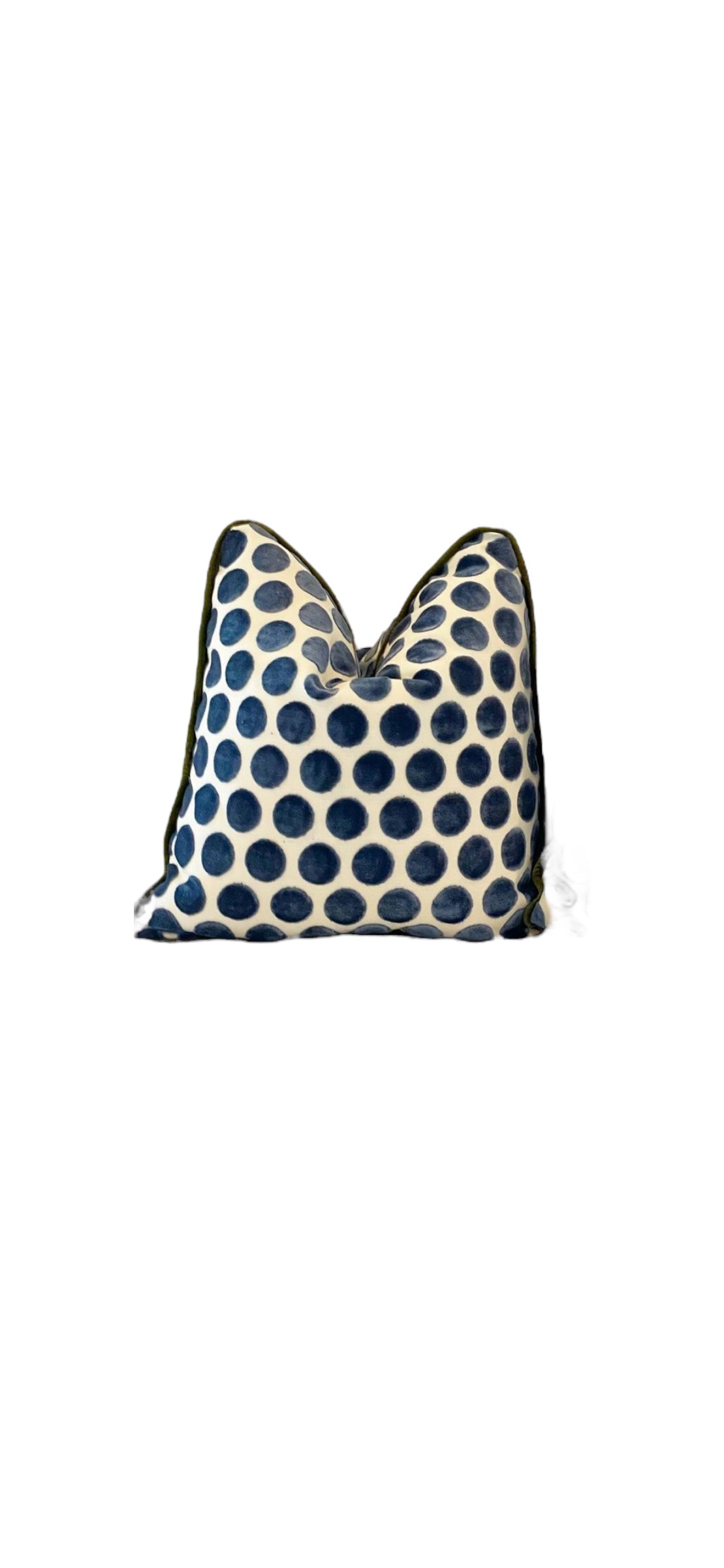 Blue Velvet Polka Dot with Green Cording
