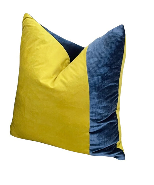 Two Tone Velvet Chartreuse & Navy