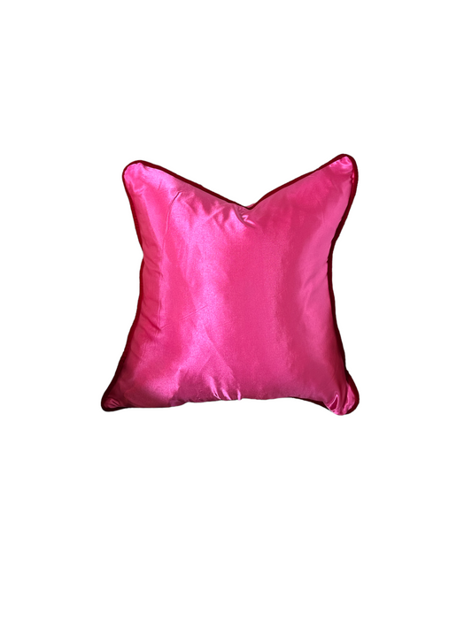 Hot Pink with Red Velvet Cording Throw Pillow