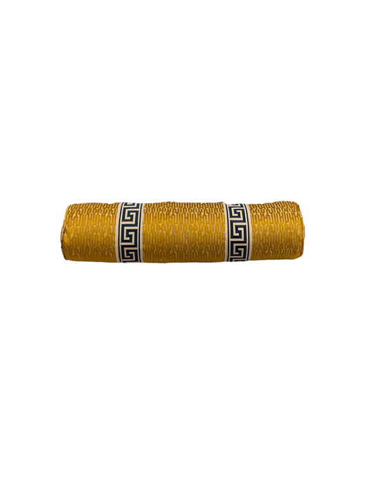 Gold Velvet & Navy Greek Key Bolster