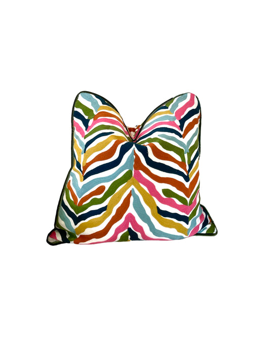 Multi Color Zebra Throw Pillow