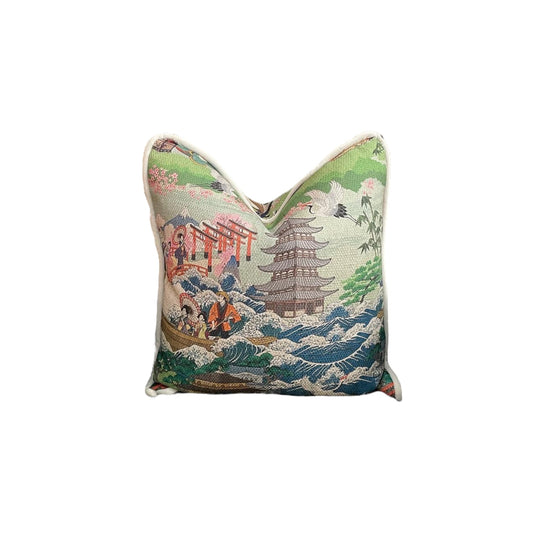 Multi Color Chinoiserie Throw Pillow